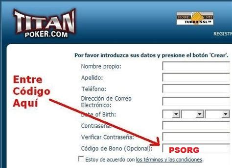 O titan poker bónus de inscrição código